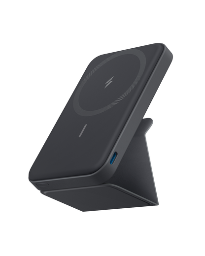 Anker 622 MagGo magnetic battery pack for charging devices, showing the sleek black design and magnetic attachment features.