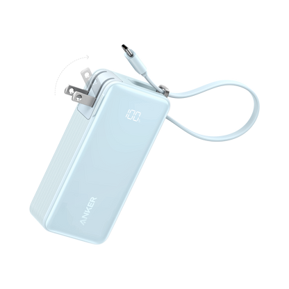 Anker Power Bank 10K Fusion with built-in cable, portable external battery charger for smartphones and devices.