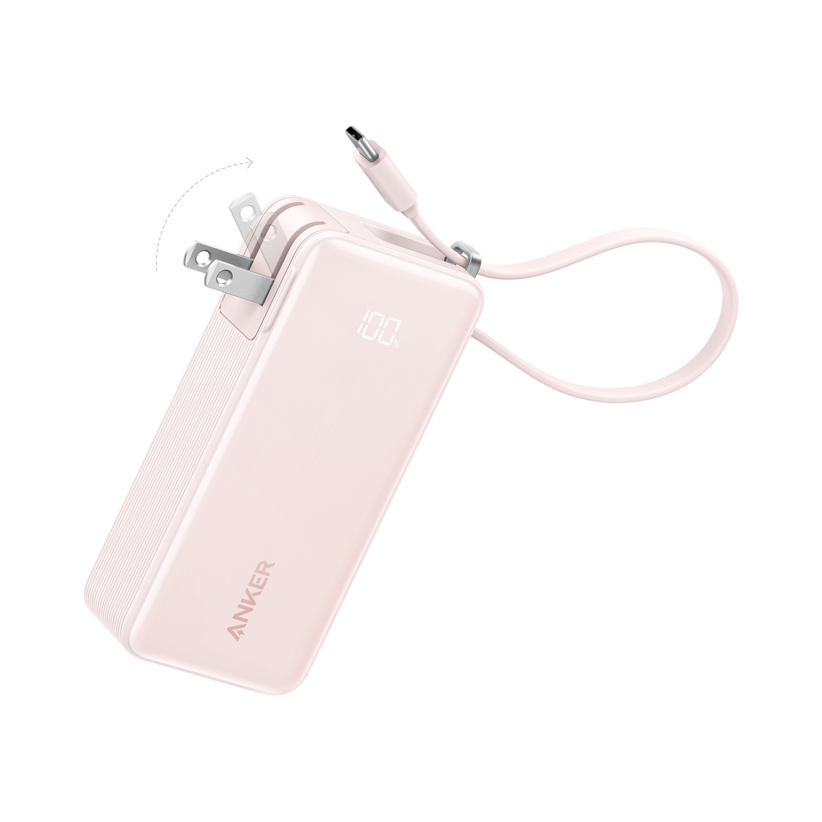 Anker PowerCore 10,000mAh Fusion portable power bank with built-in cable for convenient charging on the go.