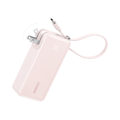 Anker PowerCore 10,000mAh Fusion portable power bank with built-in cable for convenient charging on the go.