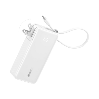 Anker Power Bank 10K Fusion with built-in charging cable, compact portable power bank for smartphones and devices