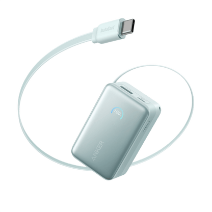 Anker Nano 10K 45W power bank with built-in retractable USB-C cable, compact portable charger for smartphones and devices.