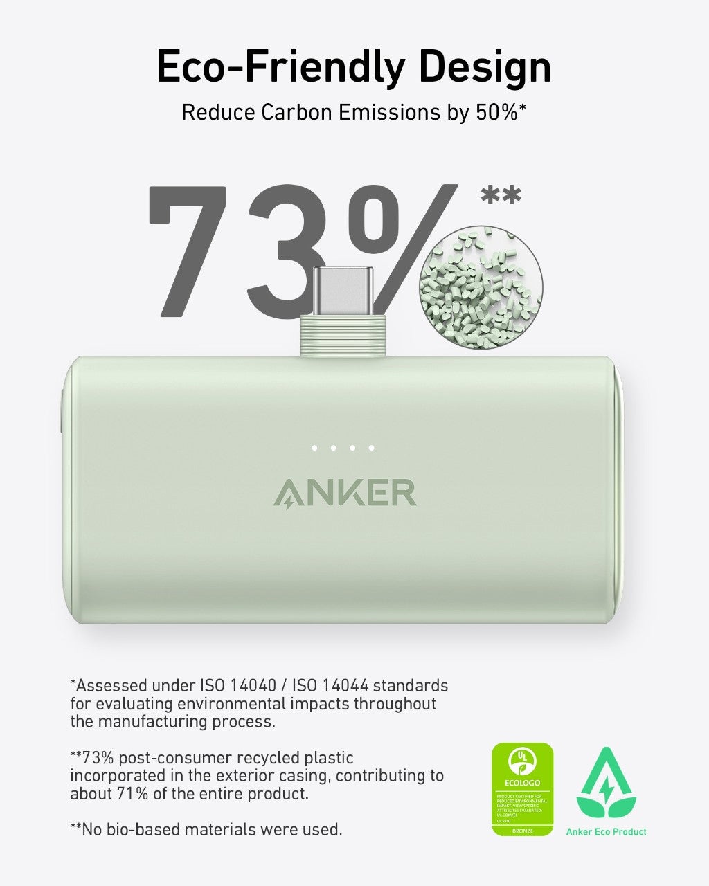 Anker Nano Power Bank with built-in USB-C connector, compact portable charger for quick charging, 22.5W power capacity