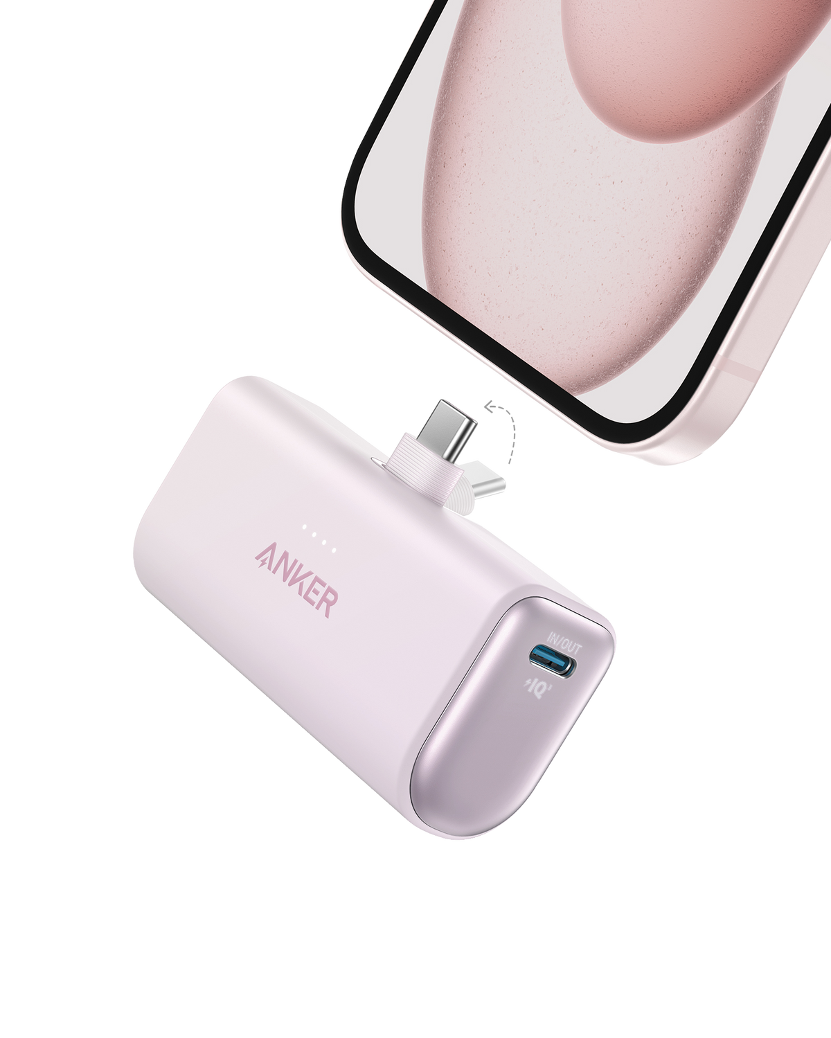 Anker Nano 22.5W portable power bank with built-in USB-C connector for charging devices on the go.