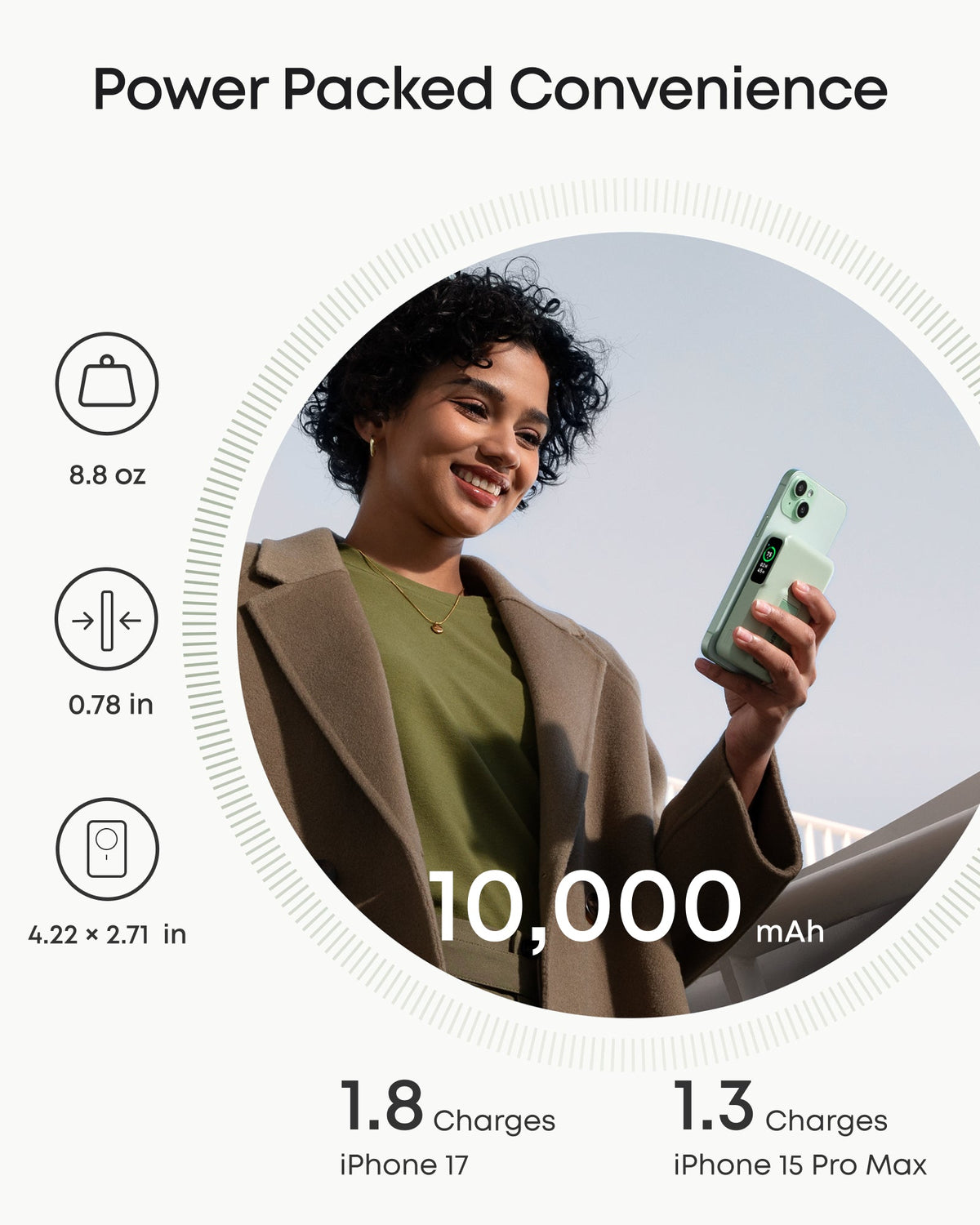 Anker MagGo Power Bank 10K with sleek black design, portable battery pack with magnetic wireless charging capability