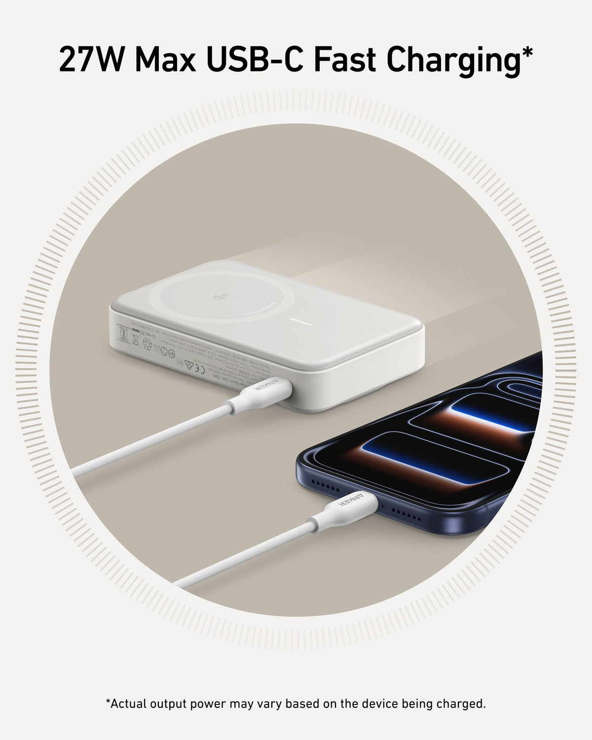Anker MagGo 10K Power Bank showing portable charger with magnetic attachment and digital display for battery status.