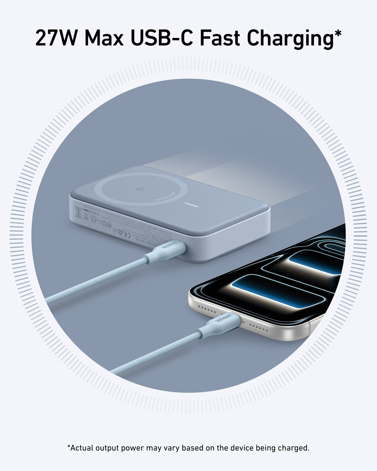 Anker MagGo 10K Power Bank showing sleek portable design with magnetic attachment feature for charging devices.