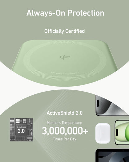 Anker MagGo Power Bank 10K showing sleek portable design with MagSafe charging capability on a neutral background.