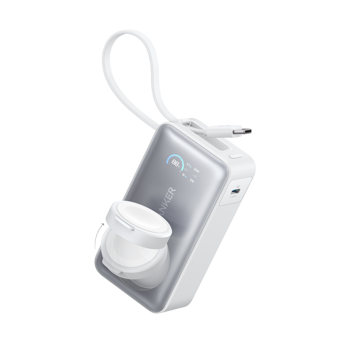 Anker MagGo 10K 35W power bank with Apple Watch charging pad, compact portable power bank for Apple Watch and mobile devices