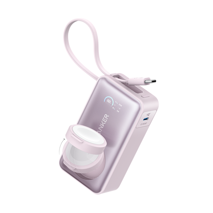 Anker MagGo 10K 35W power bank for Apple Watch, compact portable charger with magnetic attachment and sleek design.