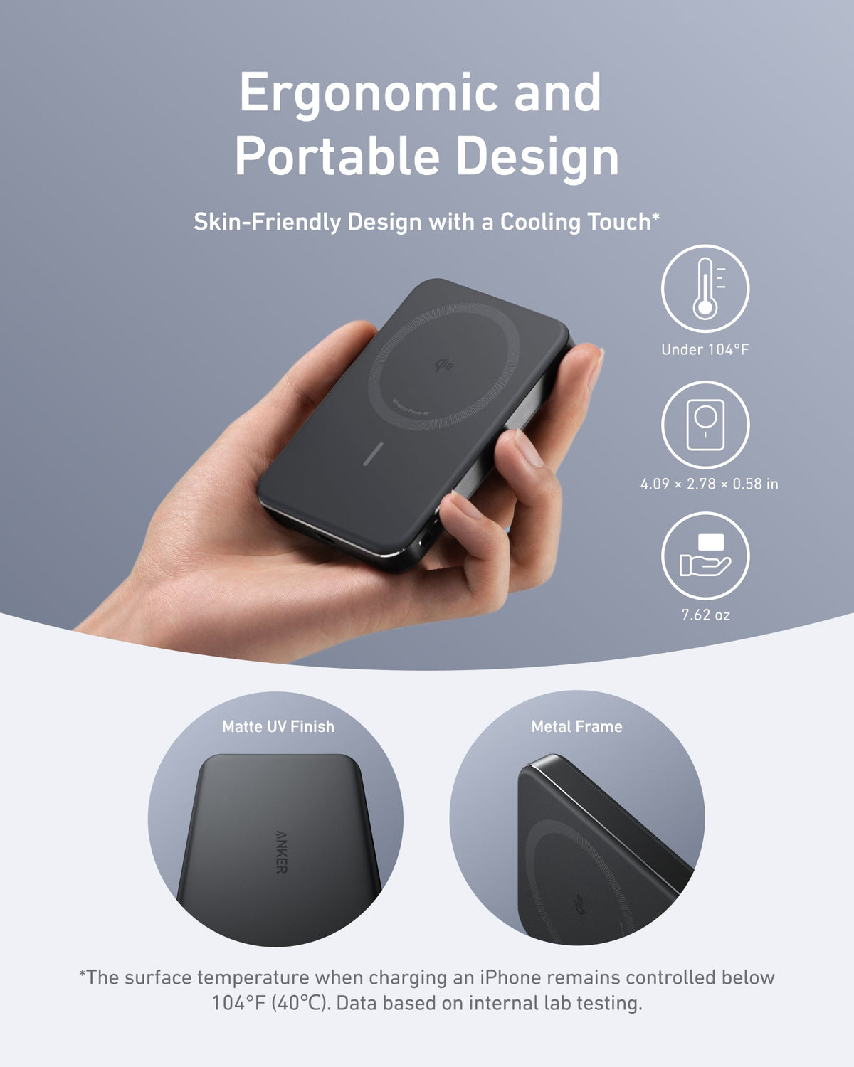 Anker MagGo 10K Slim Power Bank with magnetic wireless charging and compact design, shown on a white background.