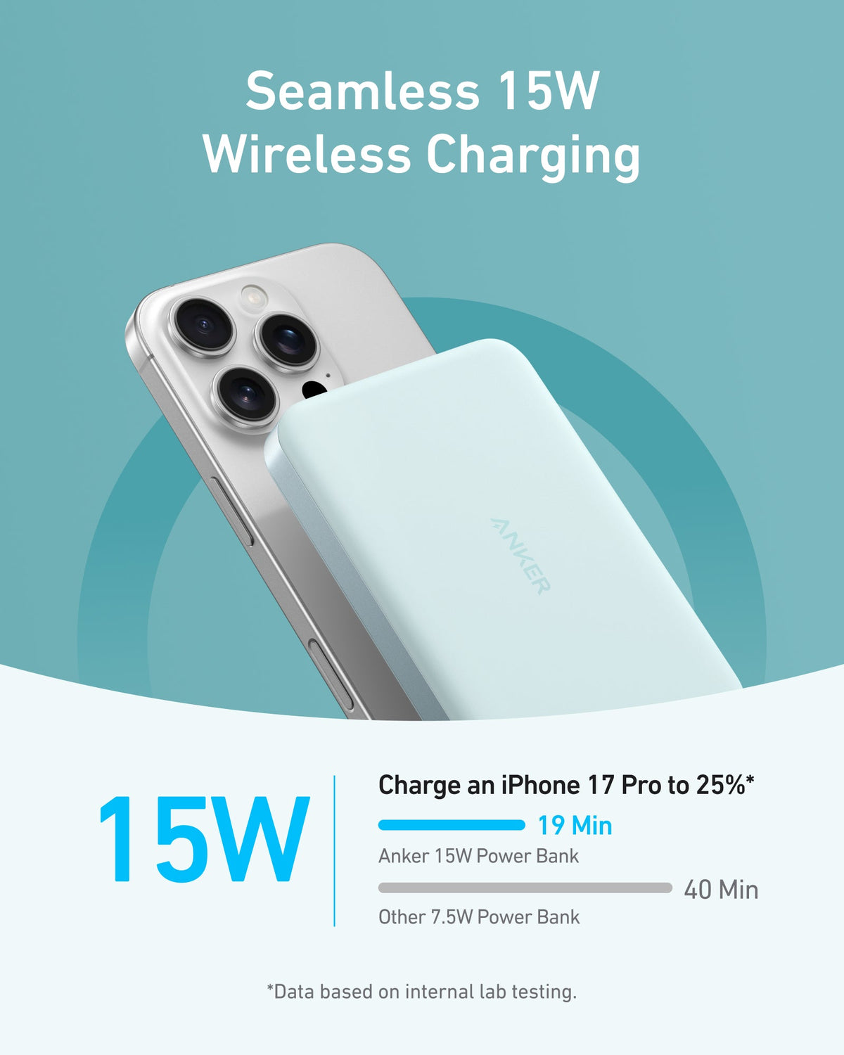 Anker MagGo 10K Slim Power Bank with magnetic attachment, compact design, black exterior, and USB-C port for charging devices.