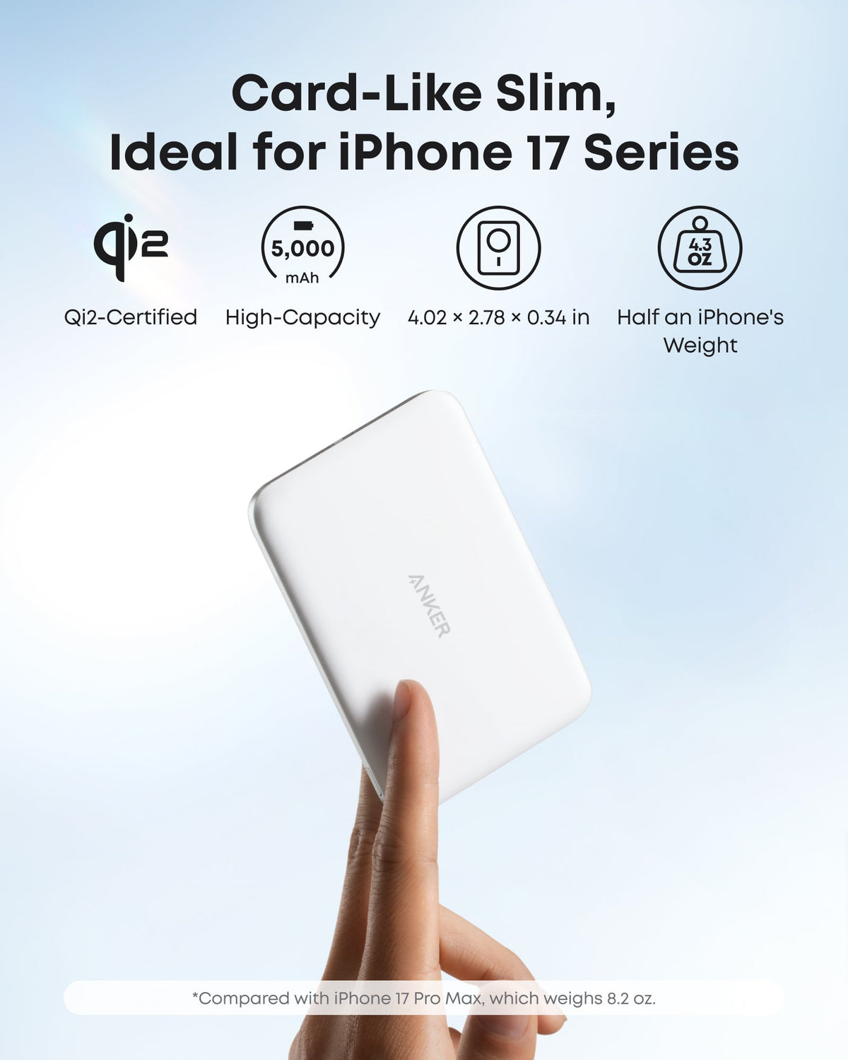Anker Nano 5K MagGo slim power bank with sleek design and USB-C port, ideal for portable charging on the go.