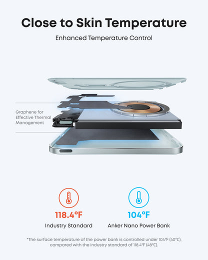 Anker Nano 5K MagGo slim power bank with USB-C port, compact portable charger for smartphones and devices.
