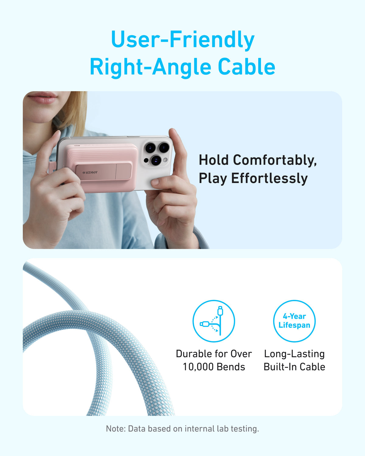 Anker Zolo Magnetic Power Bank 10K with built-in USB-C cable, compact portable charger with 30W power output.