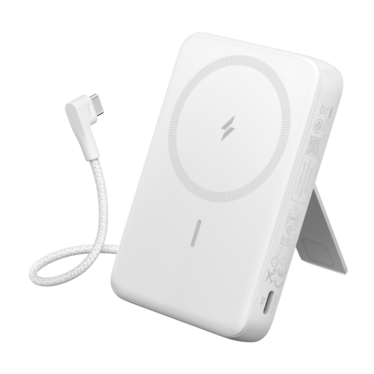 Anker Zolo Magnetic Power Bank 10K with built-in USB-C cable, compact portable charger with 30W power output.