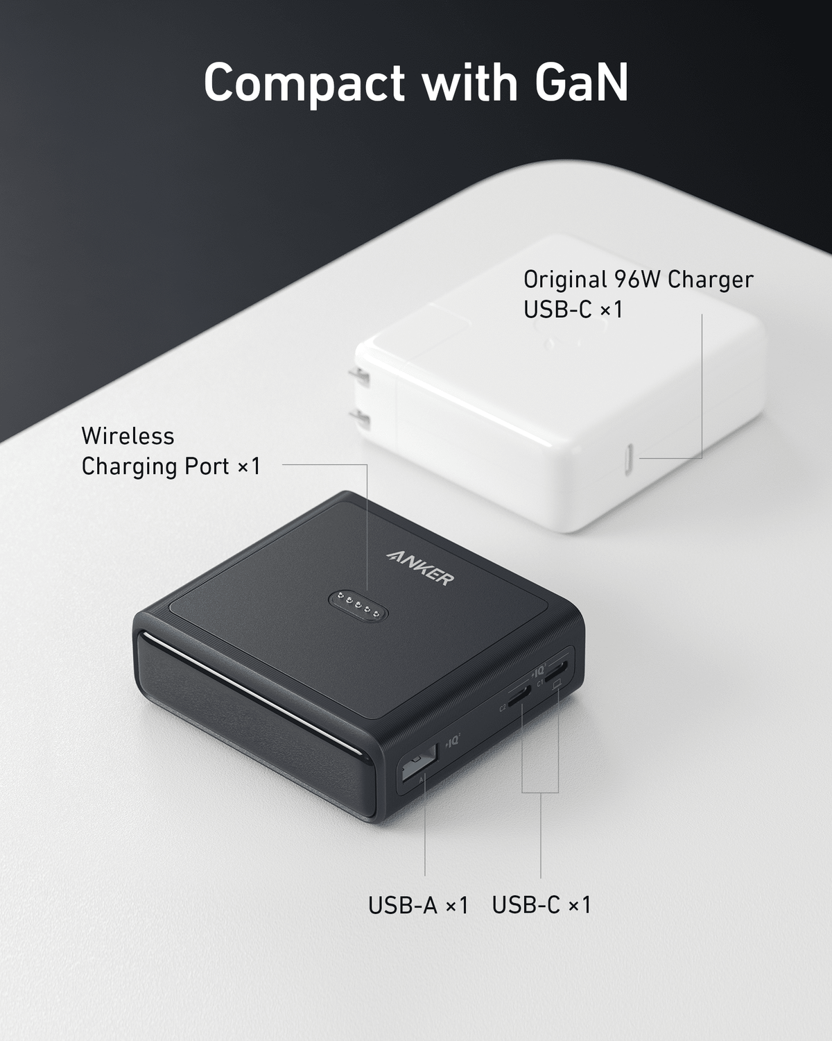 Anker 100W charging base connected to Anker Prime Power Bank for fast, efficient power delivery and charging.