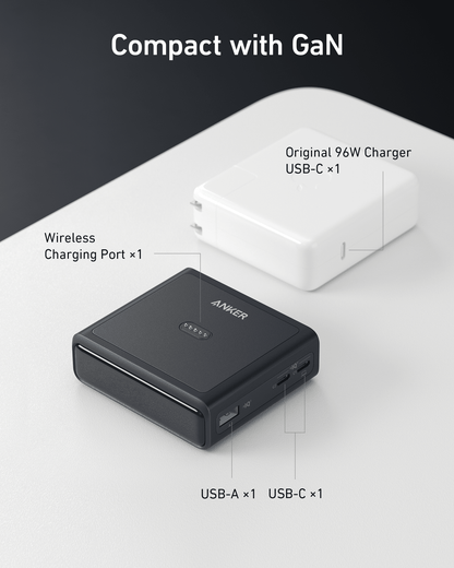 Anker 100W charging base connected to Anker Prime Power Bank for fast, efficient power delivery and charging.