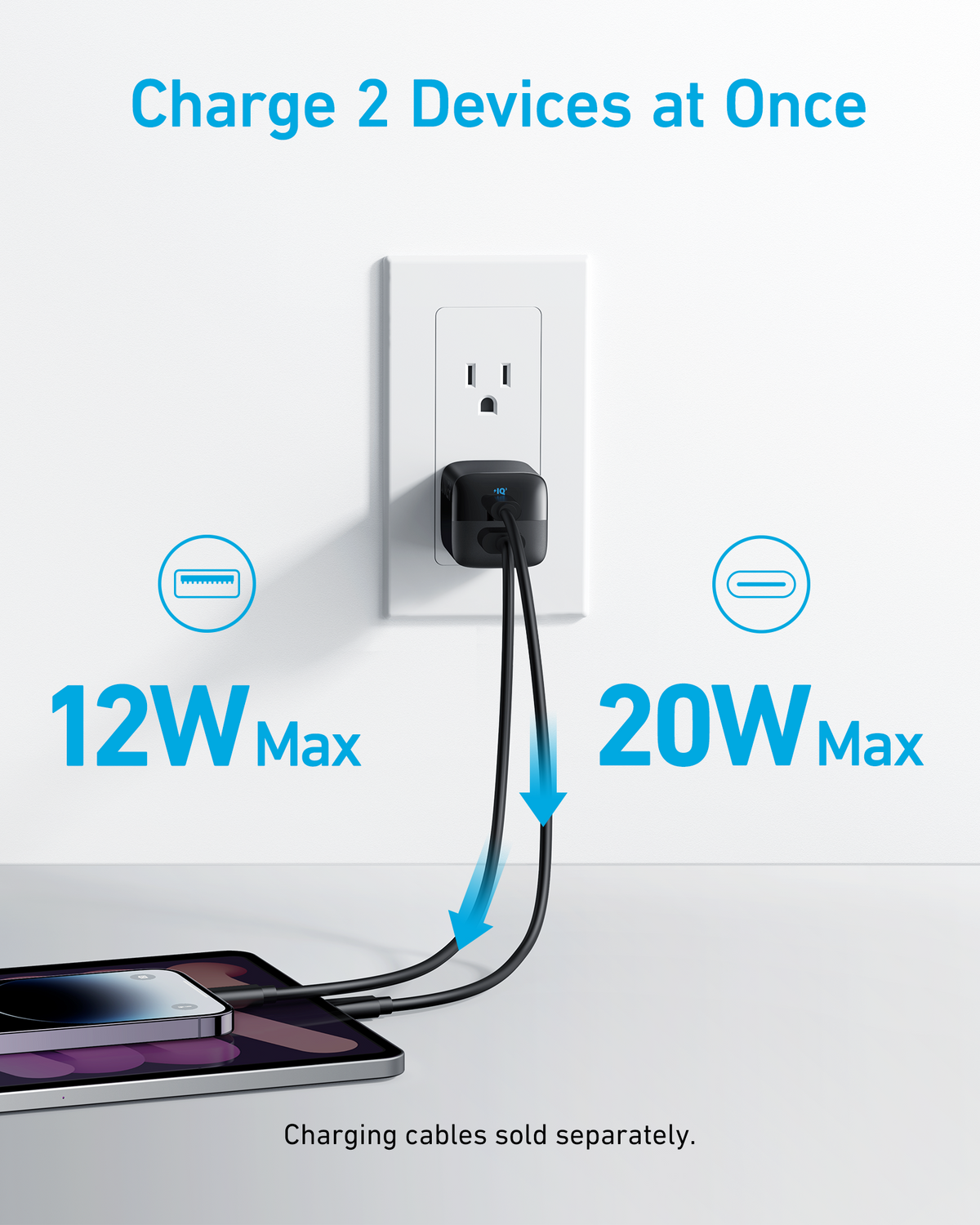Anker 323 33W charging only USB-C wall charger with compact design and foldable prongs.