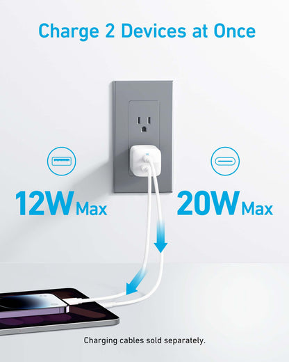 Anker 323 33W charging-only USB-C wall charger with compact design and USB-C port for fast device charging.