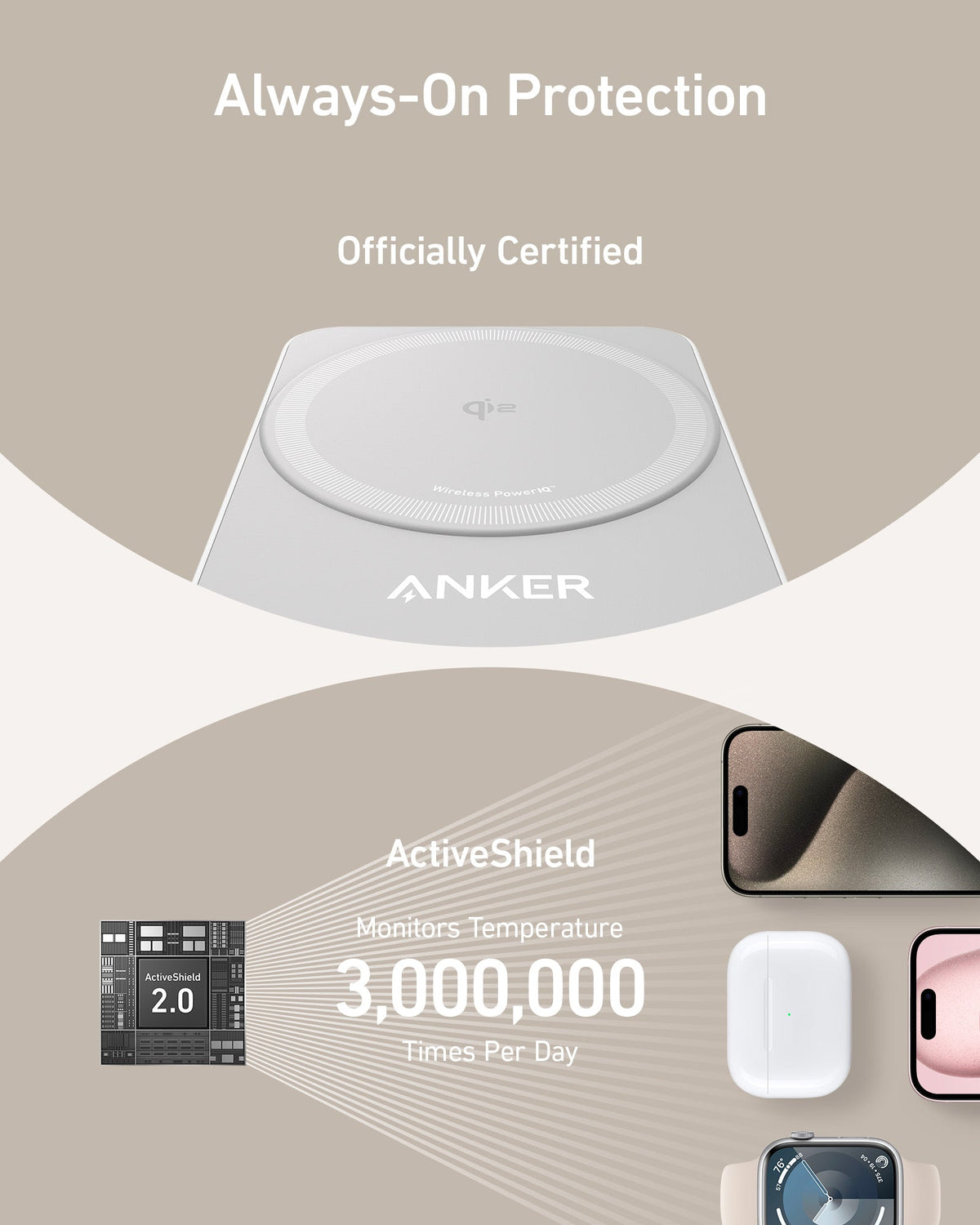 Anker MagGo wireless charging station, foldable 3-in-1 with multiple charging pads and ports, designed for convenient device charging.