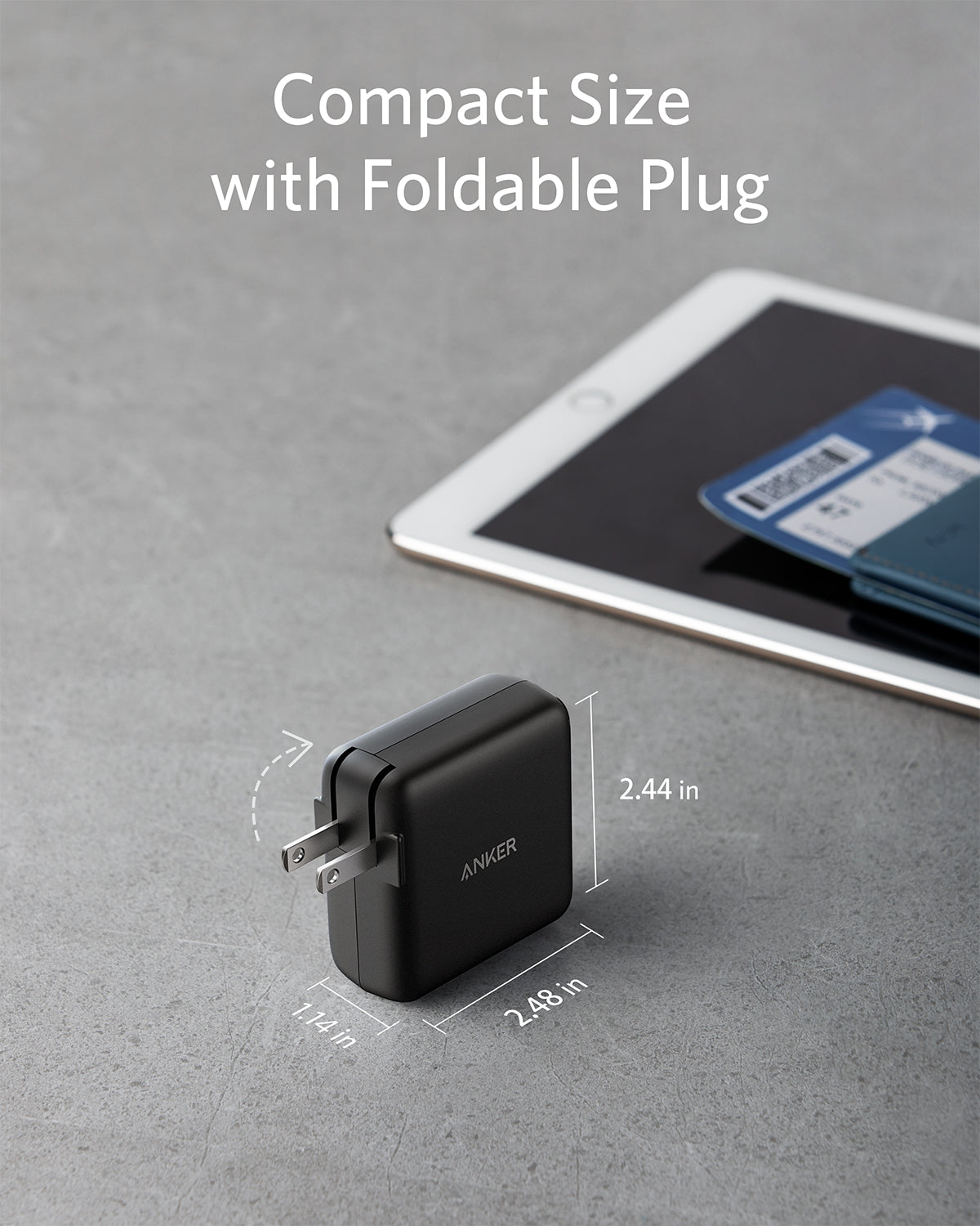 Anker 324 40W charging only USB-C wall charger with compact design and foldable prongs.
