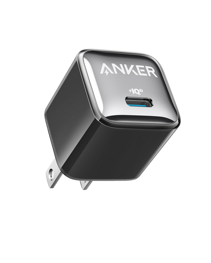 Anker Nano 20W USB-C charger with compact design, shown from a front view on a white background.