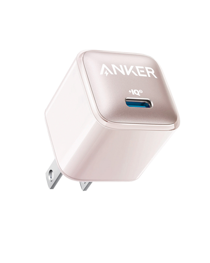 Anker Nano 20W Charger for fast charging devices, shown with compact design and USB-C port for efficient power delivery.