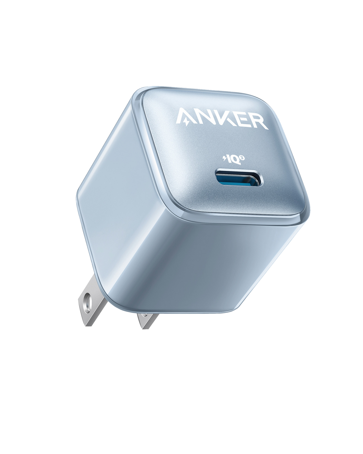 Anker Nano 20W USB-C charger, compact charging device with sleek design, suitable for fast charging smartphones and devices.