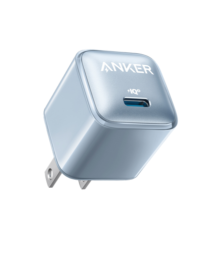 Anker Nano 20W USB-C charger, compact charging device with sleek design, suitable for fast charging smartphones and devices.