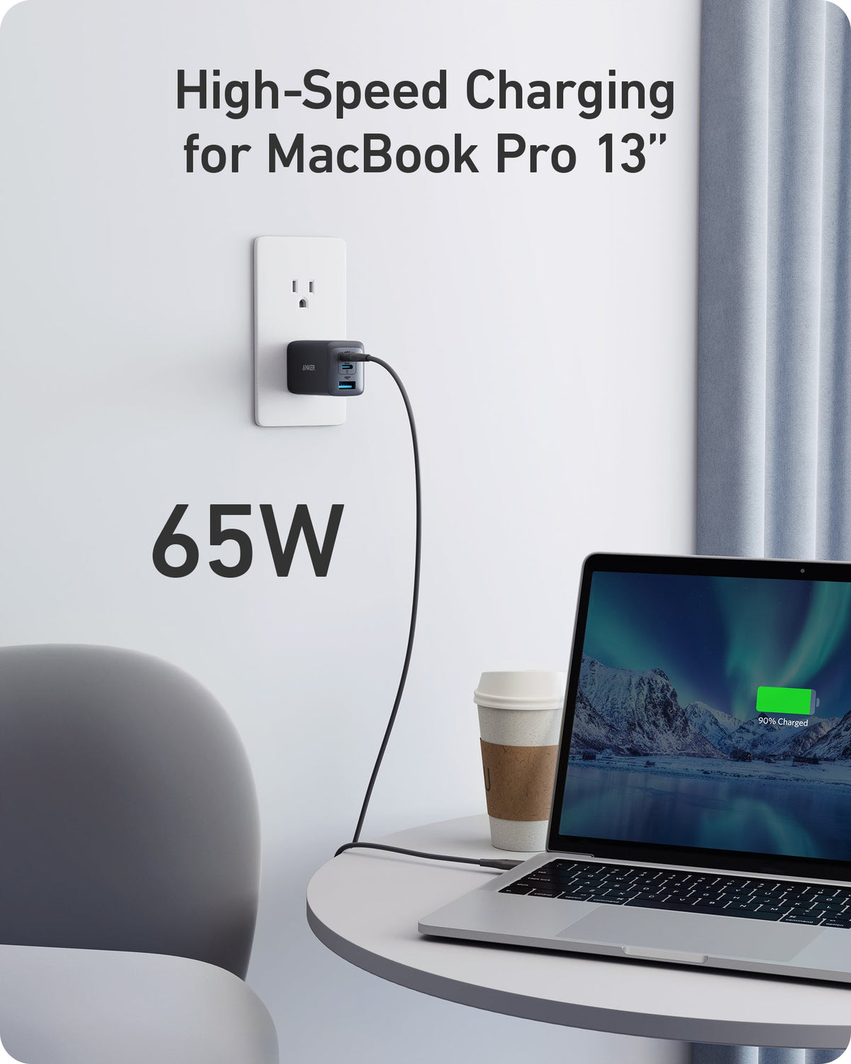 Anker 735 Nano II 65W charging cables, two-pack, compact and portable USB-C chargers for fast device charging.