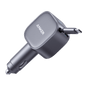 Anker Nano 75W car charger plugged into a vehicle's cigarette lighter socket, compact and sleek design.