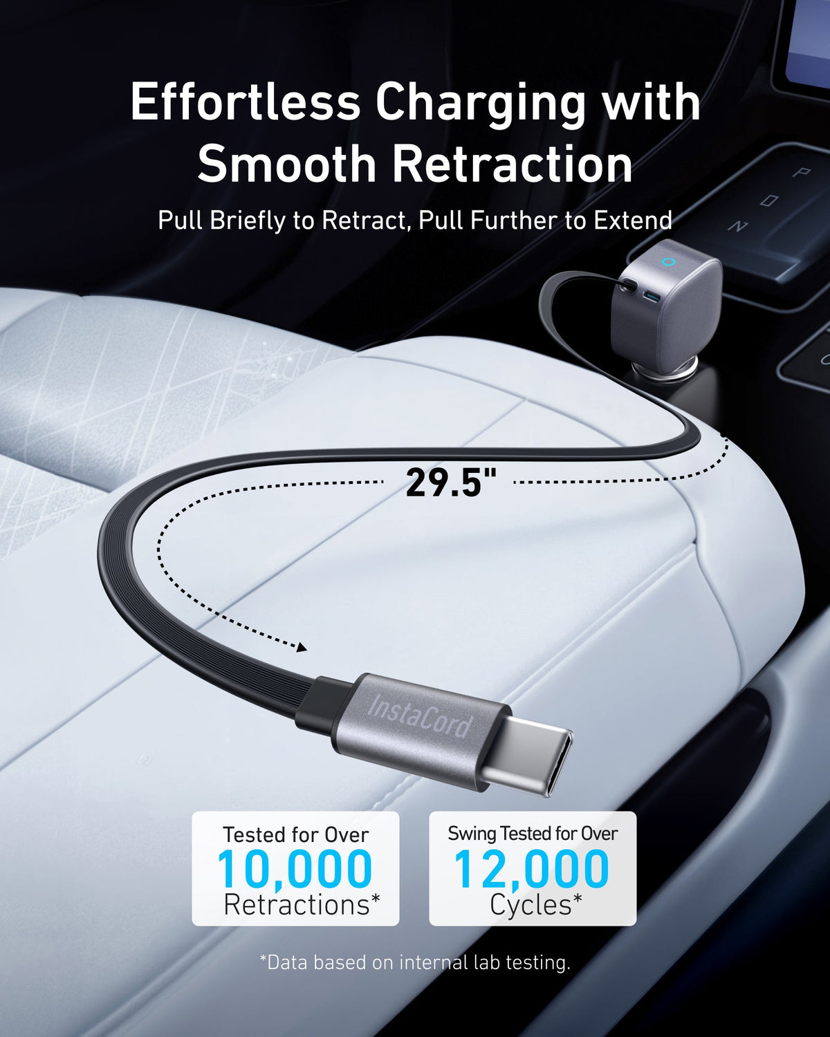 Anker Nano 75W car charger with compact design and USB-C port, shown plugged into a vehicle's cigarette lighter socket.
