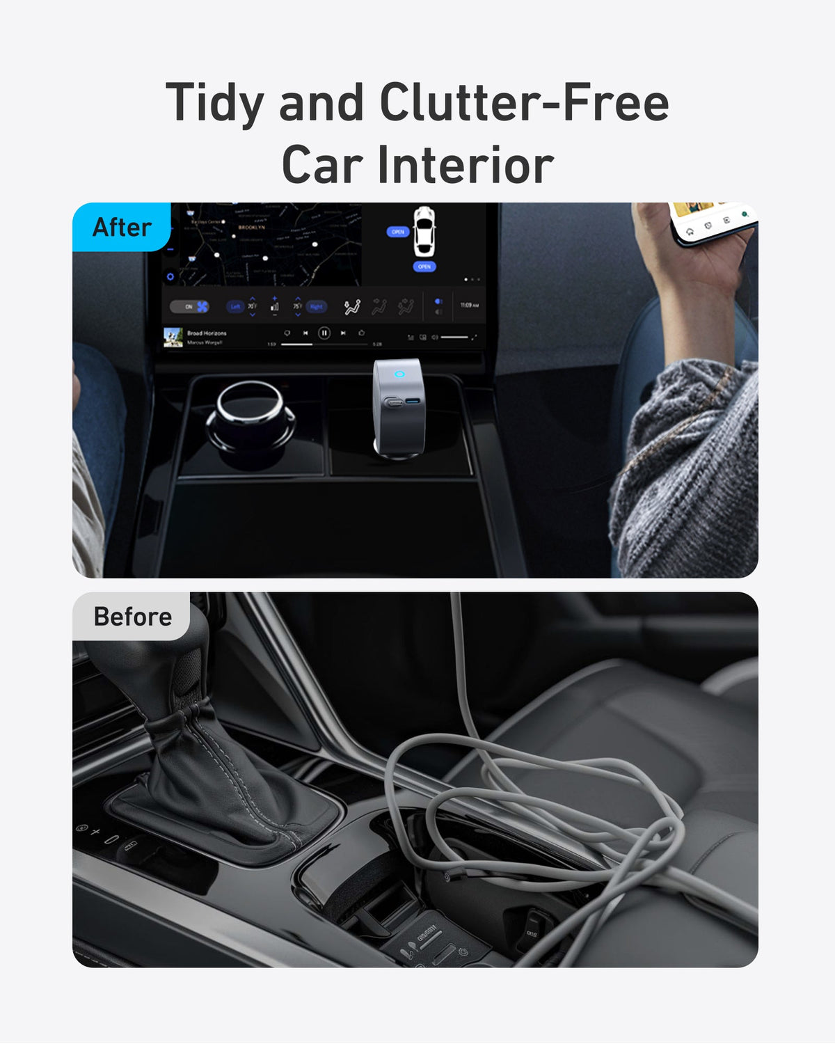 Anker Nano 75W car charger with compact design and multiple USB ports for fast charging in vehicles.
