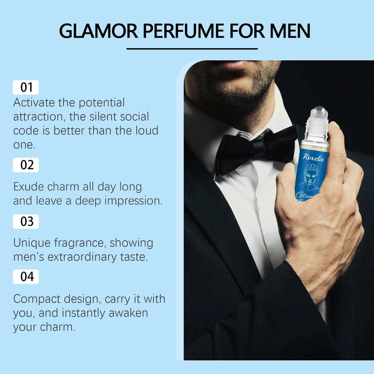 Blushimmer Roxelis 10ml pheromone perfume roller ball, natural long-lasting fragrance for flirting and dating, charming scent.