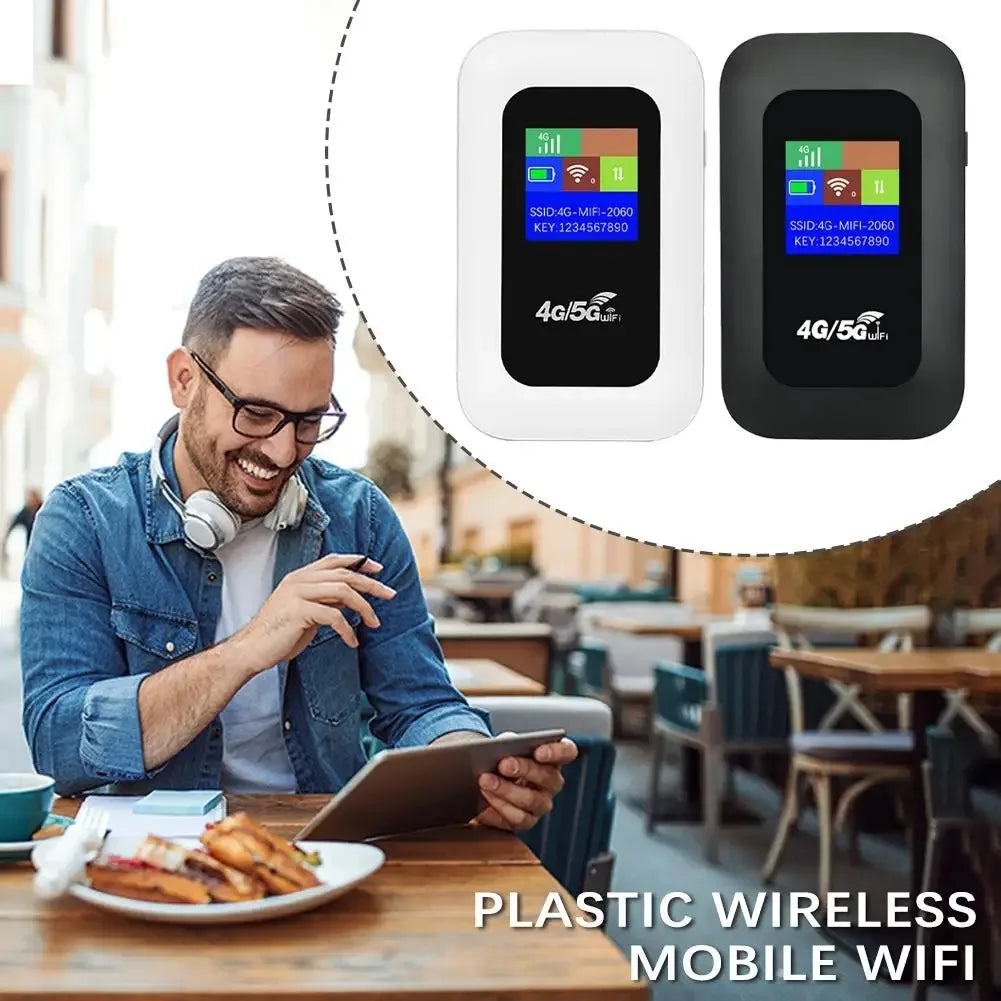 SFORGE 4G LTE mobile WiFi router showing ports, LED indicators, and compact design for portable internet access.