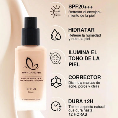 Women's Makeup Spf20 Pa+++ Sunscreen Foundation, Full Coverage Moisturizer, Breathable Matte Finish, Long Lasting, Beauyork