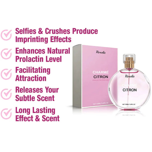 Roxelis 50ml floral scent pheromone perfume spray by Blushimmer, elegant lady fragrance with long-lasting fresh floral aroma.