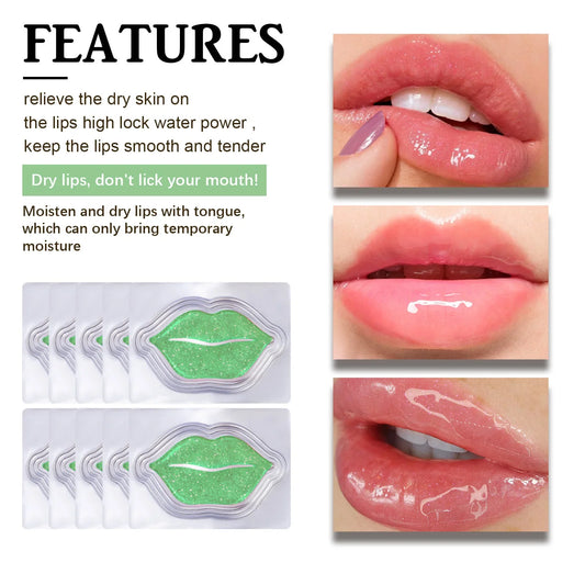 Hoygi Aloe exfoliating lip mask by Blushimmer showing 10pcs of moisturizing, plumping, repairing lip masks with glossy finish.