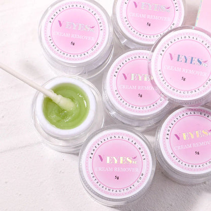 Blushimmer Veyes Inc eyelash extensions remover cream with aloe, gentle formula for removing eyelash glue and extensions safely.