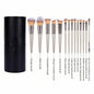 Blushimmer 14-piece synthetic makeup brush set with foundation, powder, concealer, eyeshadow, and blush brushes arranged on a white background.