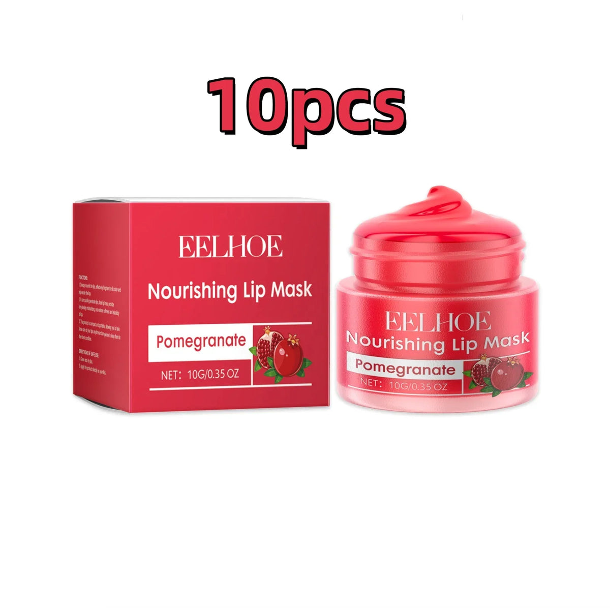 Eelhoe Red Pomegranate Lip Sleeping Mask by Blushimmer in 10g jar, showing the nourishing, hydrating lip gloss for dry, cracked lips.