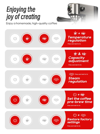 HiBREW 20 Bar semi-automatic espresso coffee machine with sleek design, temperature control, and steam wand for hot and cold beverages