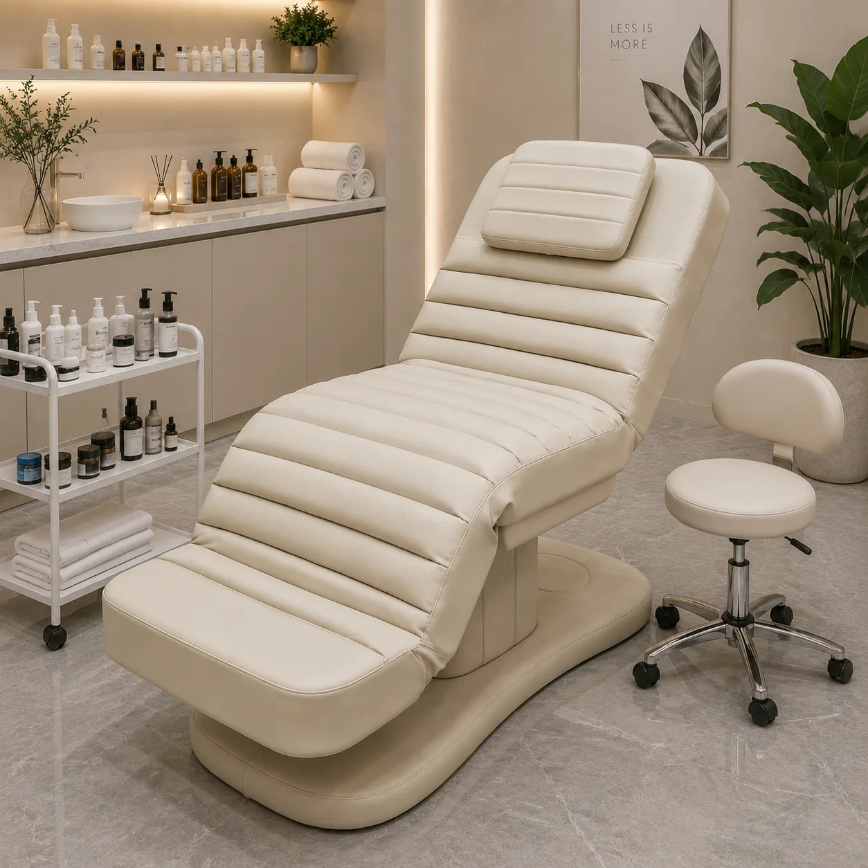 Electric Beauty Bed, PU Leather, Easy to Clean, Ergonomic, Suitable for Beauty Salons, SPA Massage Beds
