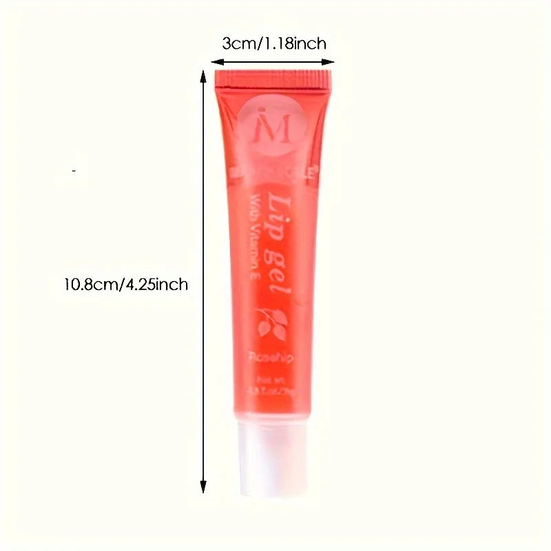Set of 6 Blushimmer moisturizing clear lip glosses with rosehip, argan, peppermint, aloe, and coconut flavors in translucent plumping lip oils.