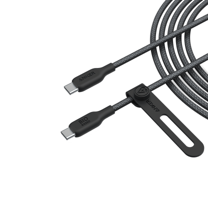 Anker 543 USB C to USB C charging cable, 10 ft long, designed for high-power 240W fast charging, with a black cable and connector.