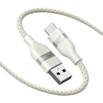 Anker USB-A to USB-C upcycled braided cable in 3 ft and 6 ft lengths, featuring durable, woven design for fast charging and data transfer.