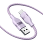 Anker upcycled braided USB-A to USB-C cable in 3 ft and 6 ft lengths, showing the durable, woven design and color details.