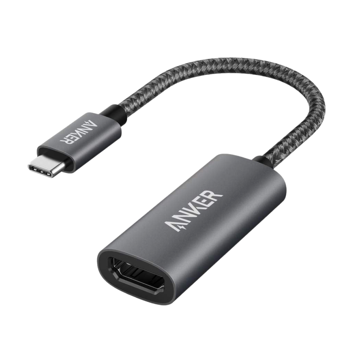 Anker 310 USB-C adapter with 4K HDMI port for charging and video output, shown connected to a device.