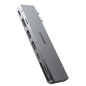 Anker 547 USB-C Hub for MacBook with multiple ports, shown connected to a laptop, designed for charging and data transfer.